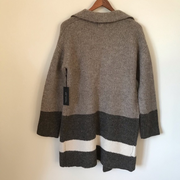 Rachel Zoe Gray Color Block Sweater Coat - Picture 6 of 7